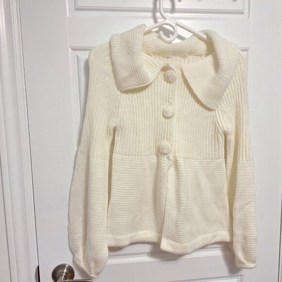 Cute cream colour cotton and polyester blend sweater with bow at back Si… - Picture 6 of 8